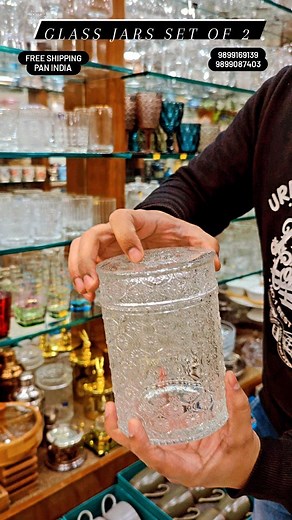 *GLASS JARS SET OF 2* * Made up of rich quality crystal clear glass * *Embossed glass cut work gives vintage look* * Beautifully crafted * Comes in a individual box pack * Stong n thick for durability * Set of 2 { 2 Jars with 2 Lids } SIZE. 750 ml each. #GlassJars #CrystalClear #VintageVibes #EmbossedGlass #CraftedBeauty #DurableDesign #HomeOrganization #KitchenEssentials #BeautifulStorage #GiftIdeas #GlasswareSet #VintageDecor #UniqueGifts #Handcrafted #HomeAccents #StorageSolution #QualityCraf