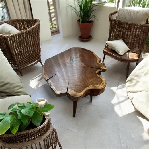 Live Edge Walnut Coffee Table, Handmade Rustic Wood Accent Piece - Etsy Portugal