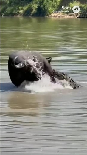 AFRICAN BUFFALO VS. NILE CROCODILE: BRUTAL River Battle! (Incredible Wildlife Survival Footage) #ai