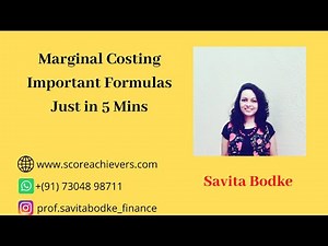 Marginal Costing Important Formulas in just 5 Minutes BMM ||BCom || MCom || MBA || CMA || CS