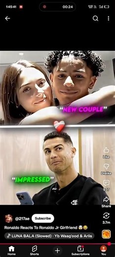 Ronaldo reacts to ronaldo jr gf #ronaldo #cristianoronaldo #cr7 #ronaldojr #messi #viral #cr7fans