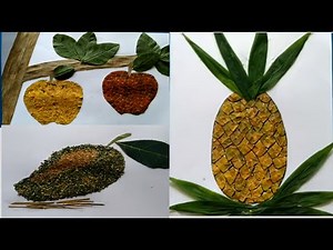 3 ide membuat kolase buah buahan dari daun kering || a collection of fruit collages from dry leaves