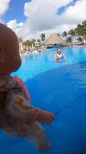 Playing Football with Baby Underwater #shorts | Michelle Kellam