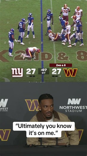 Jayden Daniels on the Commanders final play in OT (📺 Fox) #commanders #giants #nflfootball #jaydendaniels