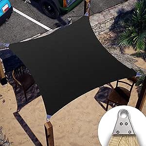 ColourTree Super Ring 16' x 25' Black Customized Size Sun Shade Sail,Commercial Grade UPF50 Canopy Structure, Reinforced Corners & Edges, 260 GSM Fabric Heavy Duty -5 Years Warranty