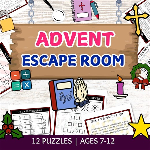 Advent Escape Room, 12 Printable PDF Puzzles, Advent Christmas Activities for Children, Sunday School Games - Etsy