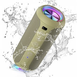 Ortizan wireless Portable Speaker,IPX7 Waterproof Bluetooth Speaker, 24W Loud Stereo Sound, Bassboom Technology, TWS Pairing, Built-in Mic, 30H Playtime with Lights for Home Outdoor - Kakki - Walmart.com