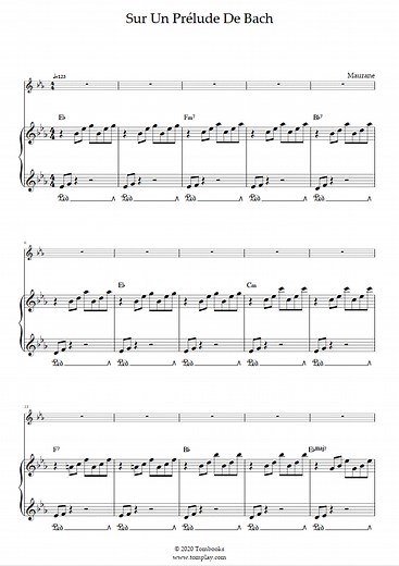Sur un prélude de Bach (voix Maurane, acc. piano et orchestre) (Maurane) - Partition Piano