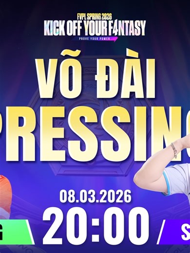 VÕ ĐÀI PRESSING: TAG – SGLX | 20:00 08/03 | FVPL SPRING 2026 🎙️ Không khí căng như dây đàn khi Tabi thẳng thắn “đòi kèo” với những đối thủ thực sự xứng tầm. Nhưng SGLX cũng không hề im lặng khi Lee Hariii và Mesut lập tức đáp trả bằng kinh nghiệm cùng… bộ sưu tập chức vô địch đáng nể. Một bên khẳng định năng lực phải chứng minh ở hiện tại, một bên nhắc lại bề dày 5 lần vô địch như lời cảnh báo. ⚔️ Trash talk đã xong, giờ là lúc mọi thứ được quyết định trên sân. TAG vs SGLX – cuộc đối đầu của ha