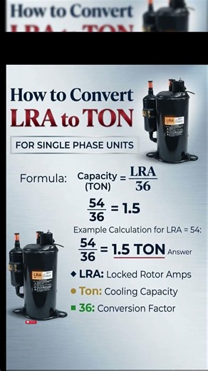 Single face ac compressor lra convert to ton formula HVAC lra se ac ka ton nikalna
