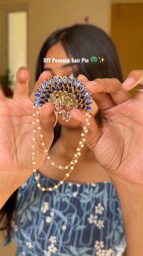 Obsessed with this peacock-inspired masterpiece 🦚✨ #stones #diy #peacock #hairclip