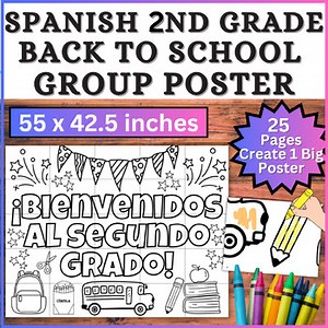SPANISH 2nd Grade Back to School Collaborative Poster Group Bulletin Board Craft