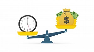 Time is money on scales icon. Money and time balance on scale. Motion graphics | Premium Stock Video Footage