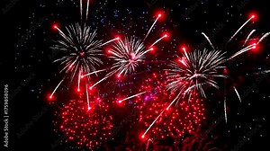 Colorful Fireworks Display Lights up the Night Sky for New Year's Celebration in 2026 With Stunning Pyrotechnics and Vibrant Explosions