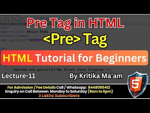 #11 Pre-Tags in HTML with Example | How to Use Pre-Tag in HTML? | Computer Tech Academy