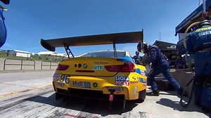 Impressive opening drive by Robby Foley to hold onto the lead and bring it in for a full service stop and driver change to Bill Auberlen. 1:30 to go! | Turner Motorsport