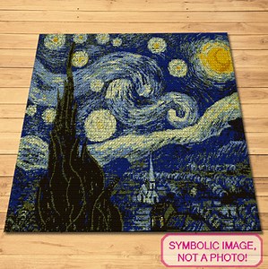Crochet Van Gogh the Starry Night - Tapestry Crochet Blanket Pattern With Written Instructions, Crochet Art Pattern, Crochet Painting - Etsy