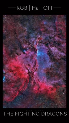 Double the RASA 8 power, double the cosmic wonders! Steven Morris captures the captivating Fighting Dragon Nebula (NGC6188) with his pair of RASA 8 telescopes on a sturdy pier mount. 🌌🔭 🎥: @stevenmorrisastrophotography #AstroPhotography #CelestialCapture | Celestron