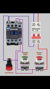 The image displays a wiring diagram for controlling a Chint NXC-25 contactor using push buttons and indicator lights, connected through a 2 Pole MCB #starter #wirediagram #electrical #instagram #reels #wiring #shorts #trending | technical golu