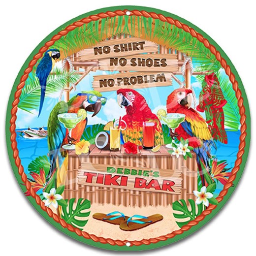 Personalized Tiki Bar Parrot Sign: No Shirt No Problem, Aluminum - Etsy