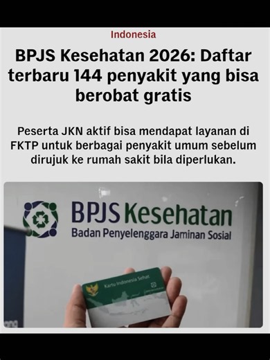 BPJS Kesehatan menanggung ratusan jenis penyakit dan kondisi medis melalui sistem Jaminan Kesehatan Nasional (JKN), mulai dari influenza, hipertensi, diabetes, hingga demam berdarah. Layanan ini memungkinkan peserta memperoleh pengobatan di puskesmas, klinik, dokter keluarga, hingga rumah sakit yang bekerja sama dengan BPJS Kesehatan tanpa harus mengeluarkan biaya tambahan di luar ketentuan yang berlaku. Namun, peserta tetap wajib memastikan status kepesertaan aktif dan membayar iuran sesuai ket