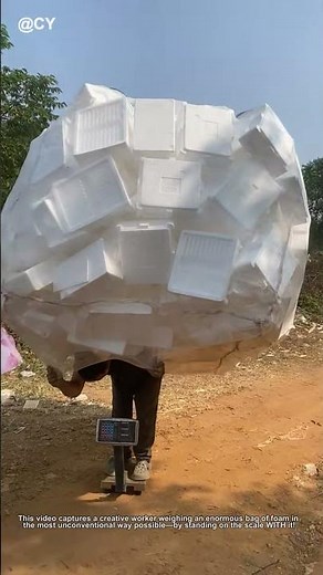 "Foam King's" Hilarious Weigh-In! 🏋️♂️😂 Watch This Man Weigh Himself... With a Mountain of Foam!