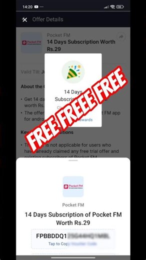 Pocket Fm Free Subscription 🤫 #pocketfm #shorts #viral #loot
