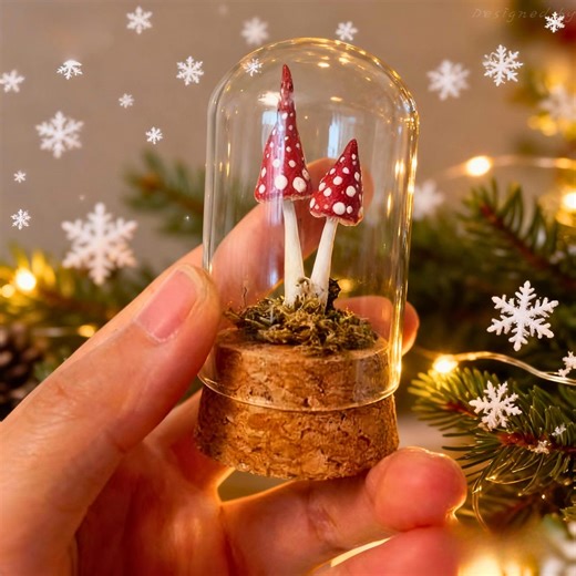 Resin Christmas Mushroom Ornament – Fairy Garden Toadstool Decor - Etsy