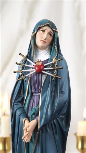 Our Lady of Sorrows – Navy Green 7 Swords Edition | Handcrafted Catholic Statue #catholicgifts