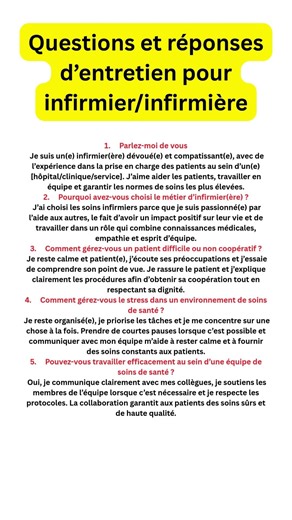 Questions et réponses d’entretien pour infirmier/infirmière