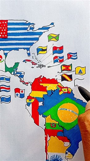 draw Flag Map of Barbados 🇧🇧 #barbados