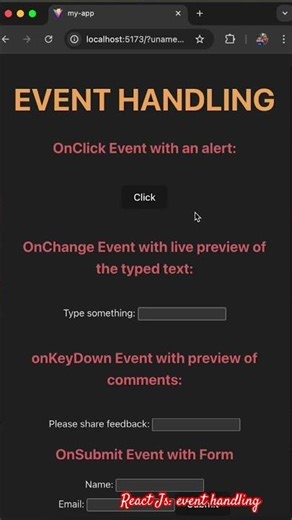 All React JS Events with an Example