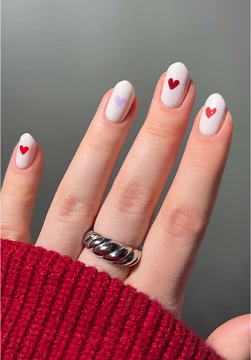 Cute and Simple Colourful Heart Nail Art Ideas