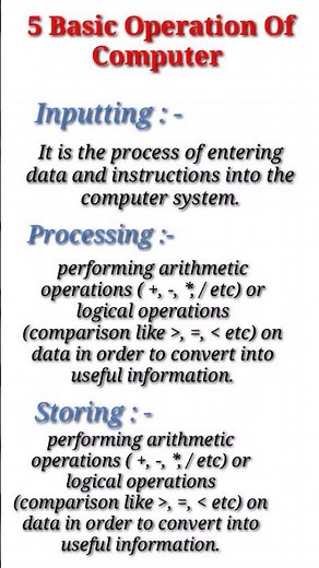 5 Basic Operation Of Computer|operations of computer #shorts #computer #trending💯📝🔥