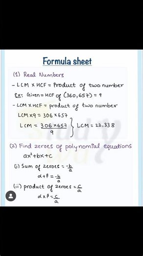 class10 cbse real numbers formulas sheet #important ###