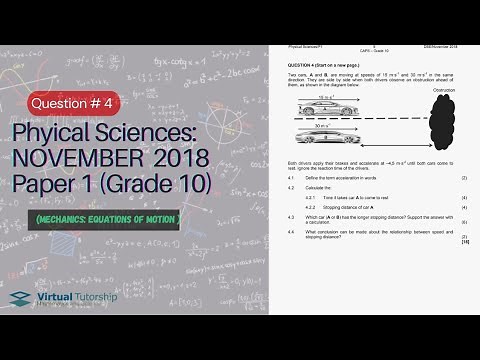 MECHANICS: EQUATIONS OF MOTION | NOV 2018: PHYSICAL SCIENCES Paper 1 Question 4 (Grade 10)