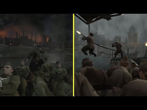 Call of Duty Classic vs Finest Hour Stalingrad Landing Sequence Comparison