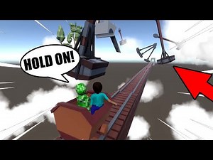 MINECRAFT CREEPER AND STEVE CRAZY MINE CART RIDE in HUMAN FALL FLAT