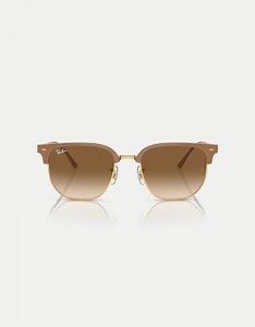 Ray-Ban New clubmaster sunglasses with brown lens in beige on gold | ASOS