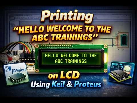 How to Print Text on LCD (16x2) Using Keil uVision & Proteus