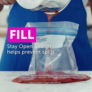 Ziploc®™ bags with new stay open design stay open for easy filling. Designed to be like a second set of hands. | Ziploc