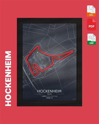 3D Poster Hockenheimring Baden-württemberg Racetrack | STL 3D Print File | Digital Download | Formula 1 Track Map | DIY Wall Art - Etsy