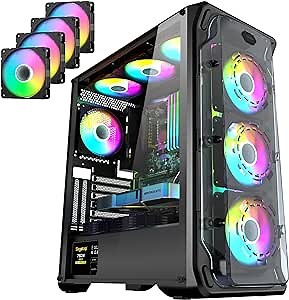 Segotep PC Computer Case ATX Mid-Tower Gaming Case with 4 x 120mm ARGB Fans, Support 360mm Radiator with Tempered Glass Side Panel and Cable Management System