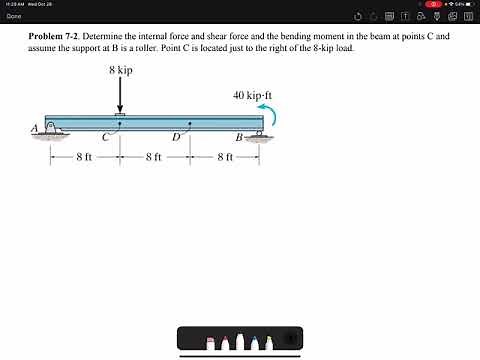 Statics Problem 7-2: Finding the internal loading: Normal force, shear force and bending moment