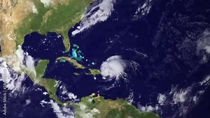 A weather map tracks Hurricane Irene as it crosses the Caribbean in 2014.
