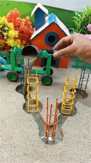 😱 Real Working Mini Tractor Making Cement Pillar | Amazing DIY Construction Machine 🚜 #shorts