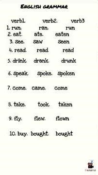 verb formsl v1/v2/v3. English grammar using verbs.