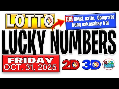 PCSO Lotto Lucky Numbers Today Friday October 31, 2025 (2D EZ2, 3D Swertres, STL)