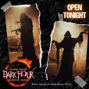 5K views · 27 reactions | Black Agnes has her sights set on you! Respectfully called the Nightmare Witch, Agnes stalks the deepest, darkest depths of your mind. She knows what scares you...and we do, too. Dark Hour is Open TONIGHT! ❗️ Limited Tickets Available >> https://bit.ly/FeartheCoven | Dark Hour Haunted House | Facebook