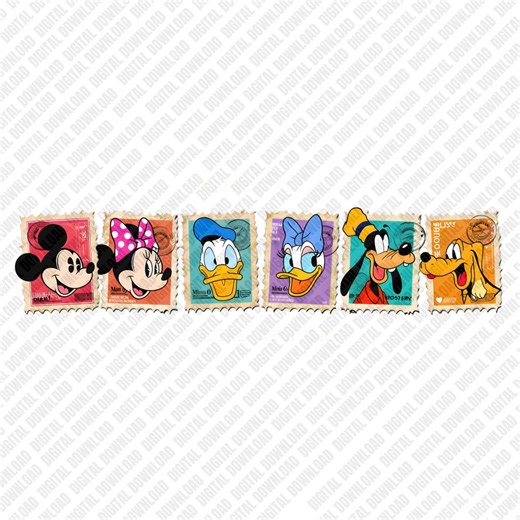 Disney Mail PNG Special Delivery Postage Stamp Mickey Minnie Donald Daisy Goofy Pluto Sublimation DTF Transfer Digital Download Art Sticker - Etsy